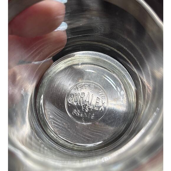 Vintage Duralex French Glass Coffee Mugs in Metal Holders Set of 2 - Picture 3 of 6